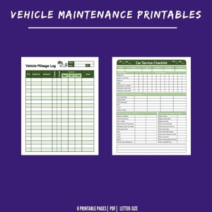 Vehicle Maintenance and Mileage Log Printables Car Maintenance Auto Service Tracker Digital Download image 3