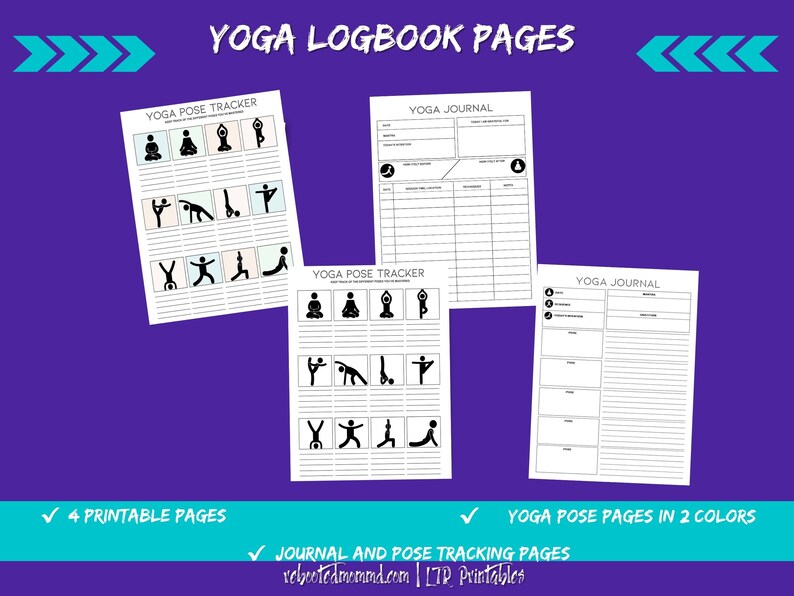 Yoga Logbook Pages Yoga Journal Flexibility Book Yoga Exercises Yoga Diary Yoga Logsheet Instant Download image 1
