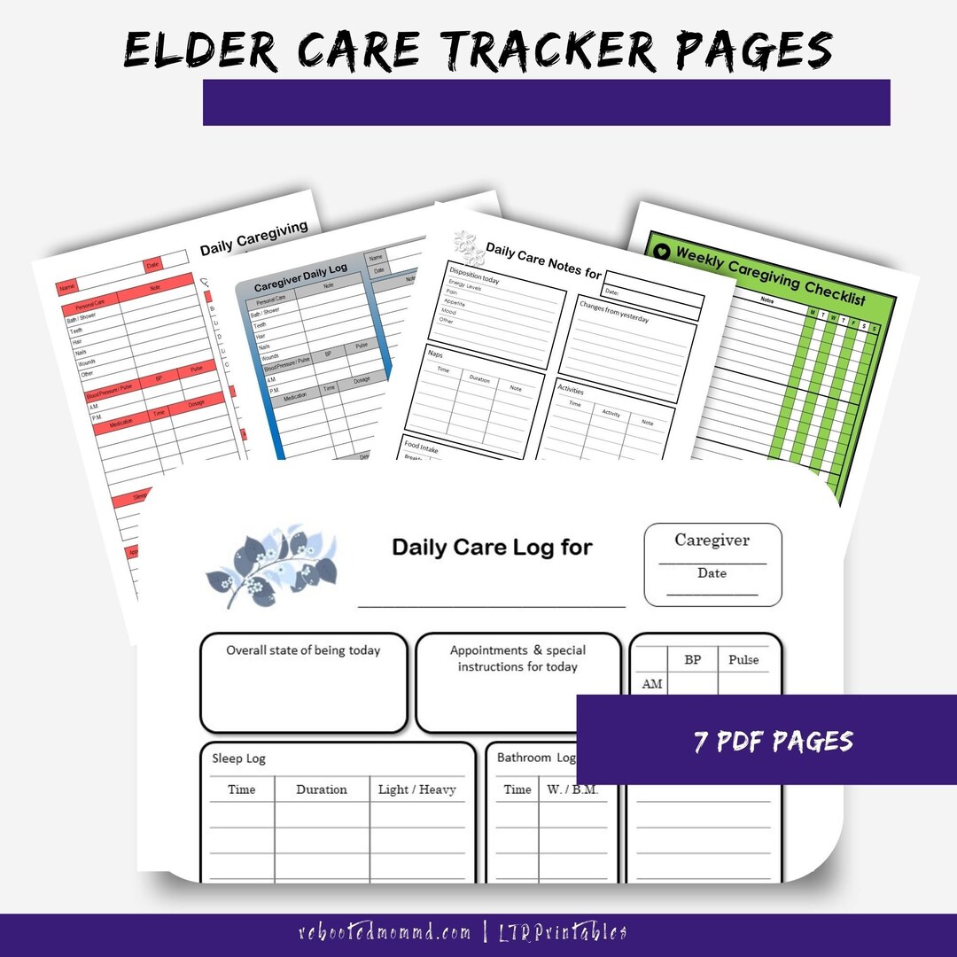 Elder Care Daily Tracker Printables | Geriatric Care Log (PDF) - Etsy