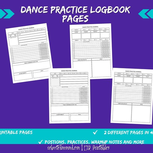 Dance Practice Logbook Printables Dance Journal Dance - Etsy