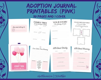 Adoption Journal Page Printables (Pink)| Adoption Journal| Memory Book | Adoption Memory Book | Adoption Memories Logbook | Instant Download