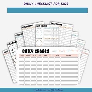 Daily Checklists for Kids Printables  Chore Worksheets image 1