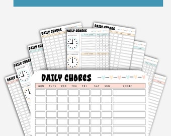 Daily Checklists for Kids Printables | Chore Worksheets| Kids' Chores| Kids' Organization and Responsibility| Immediate Download