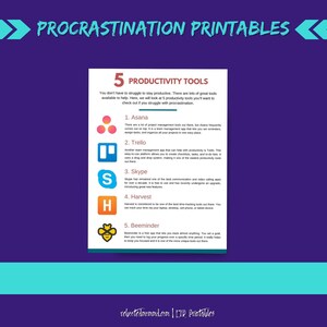 Procrastination Worksheet Printables Productivity Tips and Tools Beating Procrastination Worksheet Immediate Download Digital image 5
