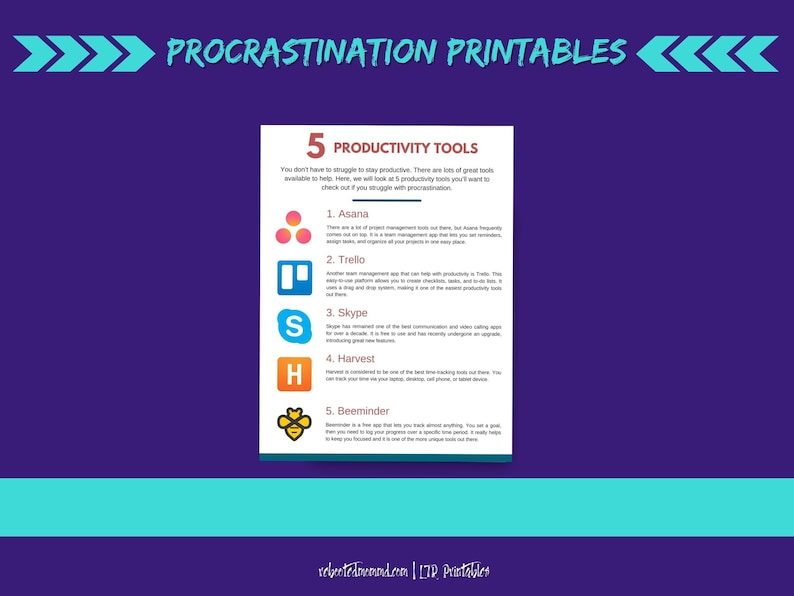 Procrastination Worksheet Printables Productivity Tips and Tools Beating Procrastination Worksheet Immediate Download Digital image 5