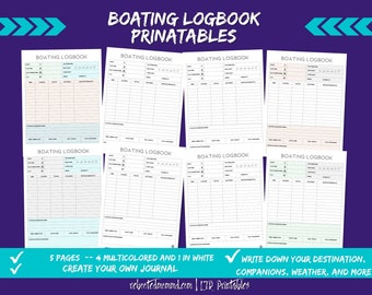 Boating Logbook Printables | Yacht, Sailing Journal (Digital Download)