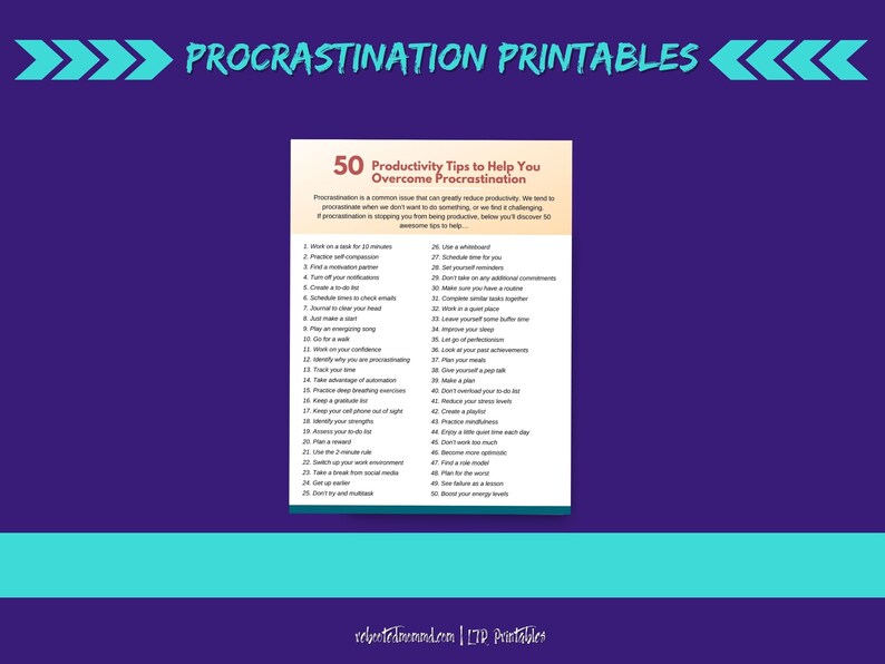 Procrastination Worksheet Printables Productivity Tips and Tools Beating Procrastination Worksheet Immediate Download Digital image 9