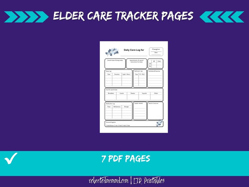 Elder Care Daily Tracker Printables | Geriatric Care Log (PDF) - Etsy