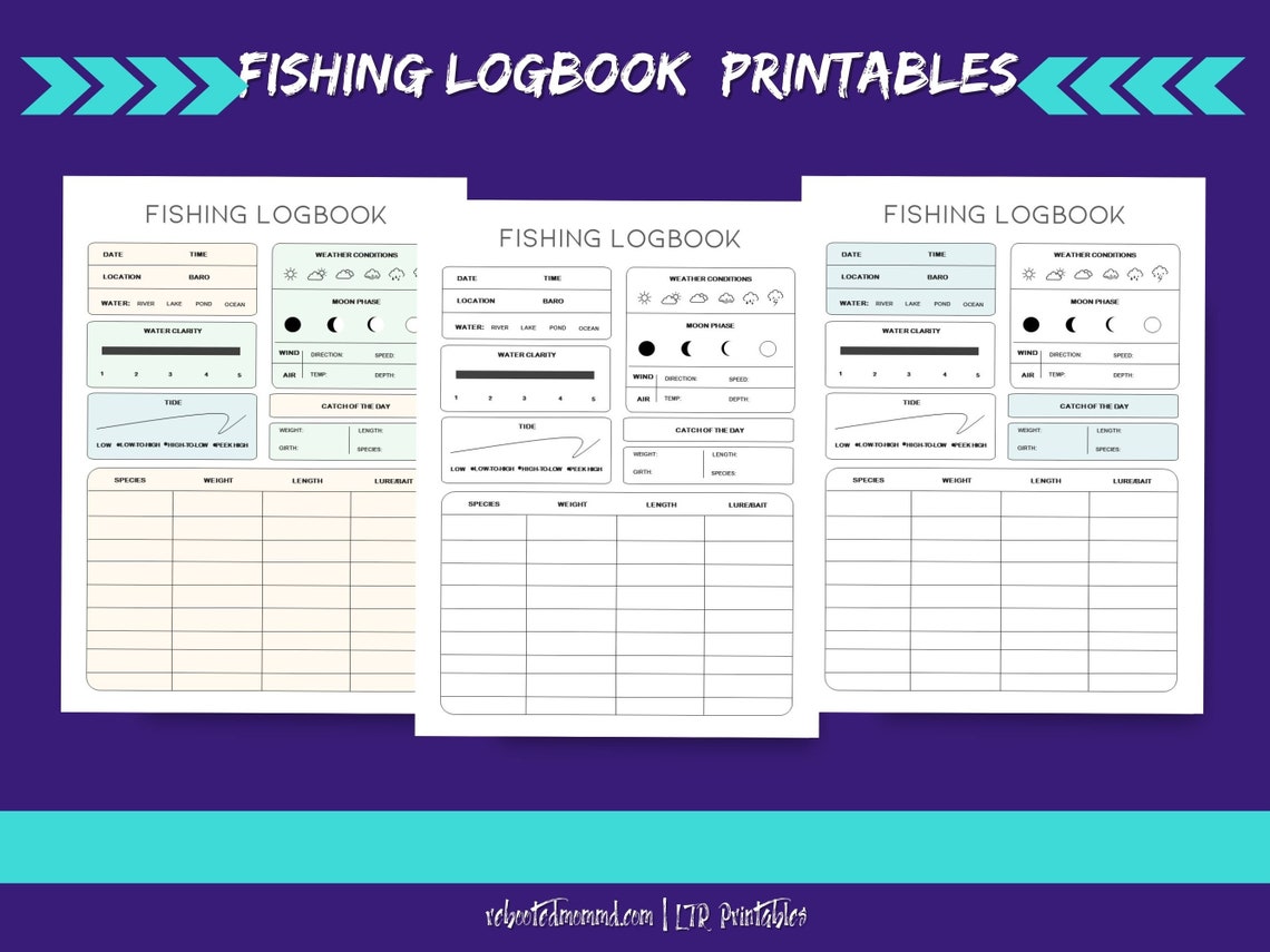 Fishing Logbook Printables Fishing Journal Fishing Planner Etsy UK