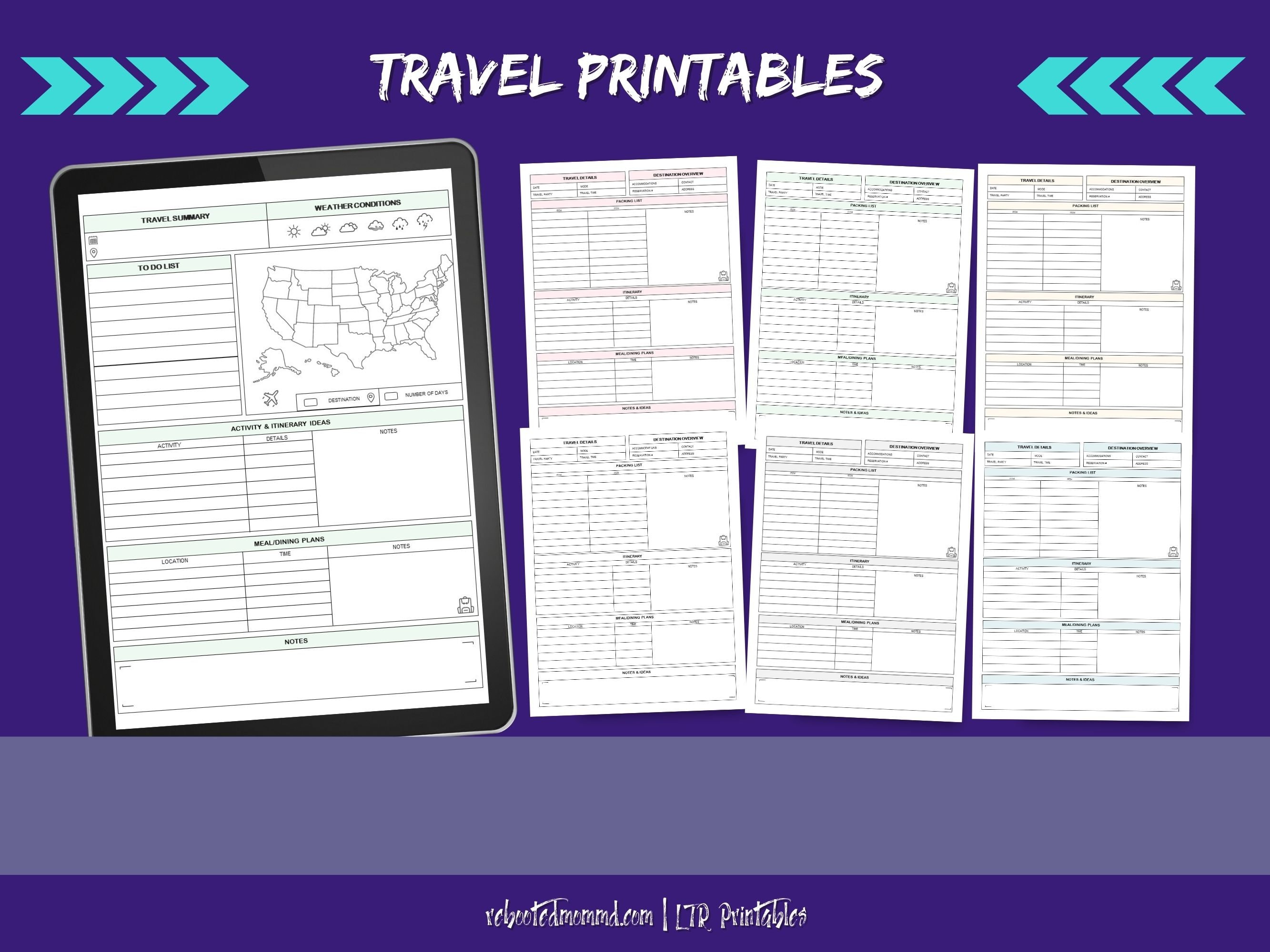 Travel Planner Printables Vacation Planning Road Trip - Etsy