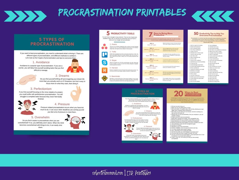 Procrastination Worksheet Printables Productivity Tips and Tools Beating Procrastination Worksheet Immediate Download Digital image 2