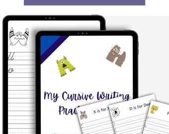 Pages de pratique d'écriture cursive imprimables pour les enfants | imprimables académiques | Pratique d'écriture cursive | Téléchargement numérique | La rédaction de lettres