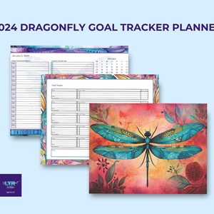 2024 Dragonfly Goal Tracker Printable Planner Monthly Calendar Vision Board Goal Tracker To-Do Lists Instant Download LTRPrintables image 7