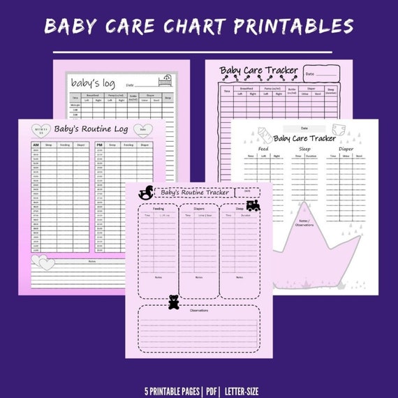 Baby Care Chart Printable Breastfeeding Log Feeding Log | Etsy