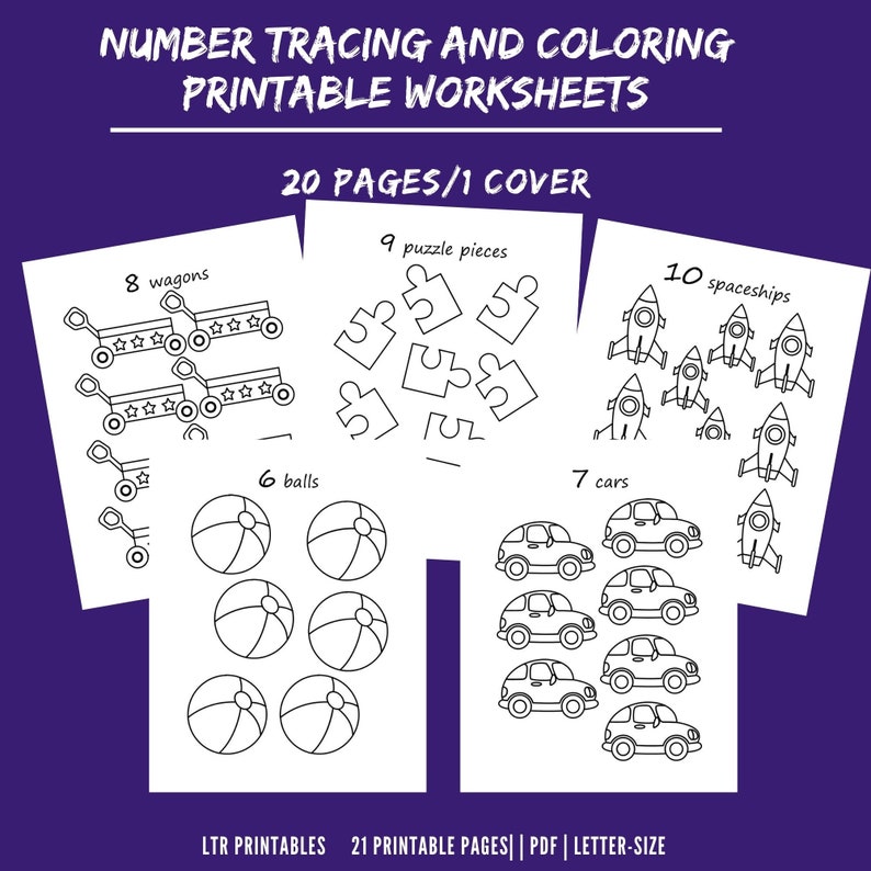 For Homeschooling or Practice Number Tracing and Coloring Printable Worksheets