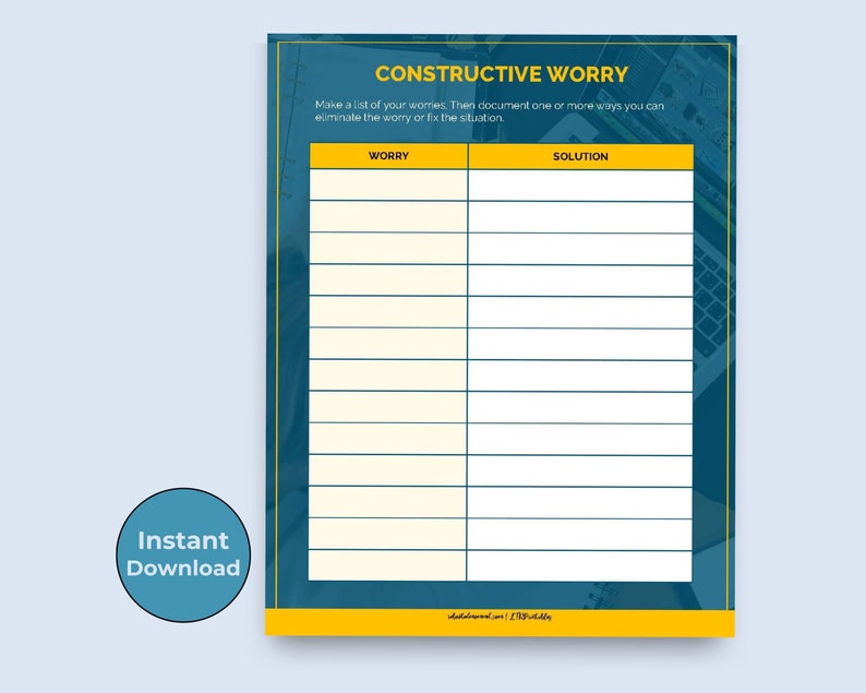 Worry Worksheets | Manage Anxiety, Identify Worries | Immediate ...