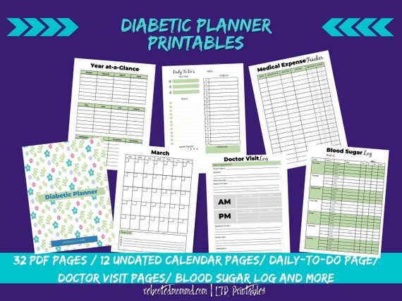Diabetic Planner Printables Diabetes Medical Planner Diet - Etsy