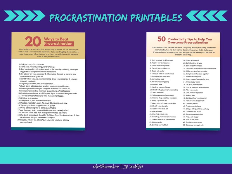 Procrastination Worksheet Printables Productivity Tips and Tools Beating Procrastination Worksheet Immediate Download Digital image 4