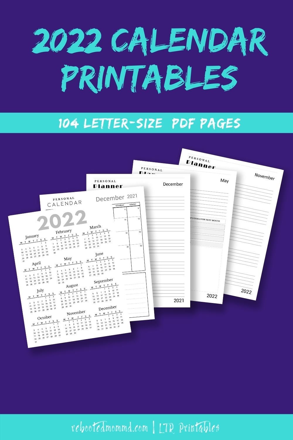 2022 calendar printable pages monthly calendar 2022 etsy