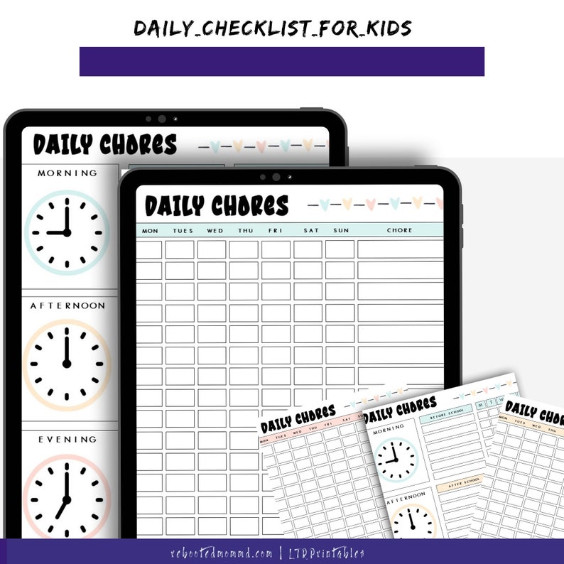 Daily Checklists for Kids Printables Chore Worksheets Kids' Chores Kids' Organization and Responsibility Immediate Download image 7