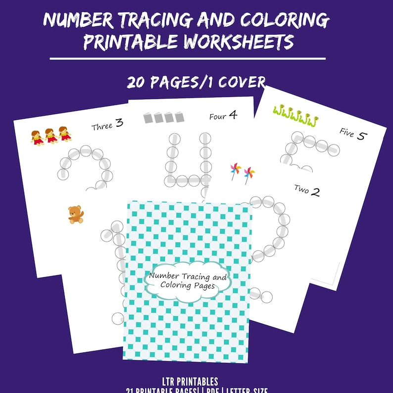 For Homeschooling or Practice Number Tracing and Coloring Printable Worksheets