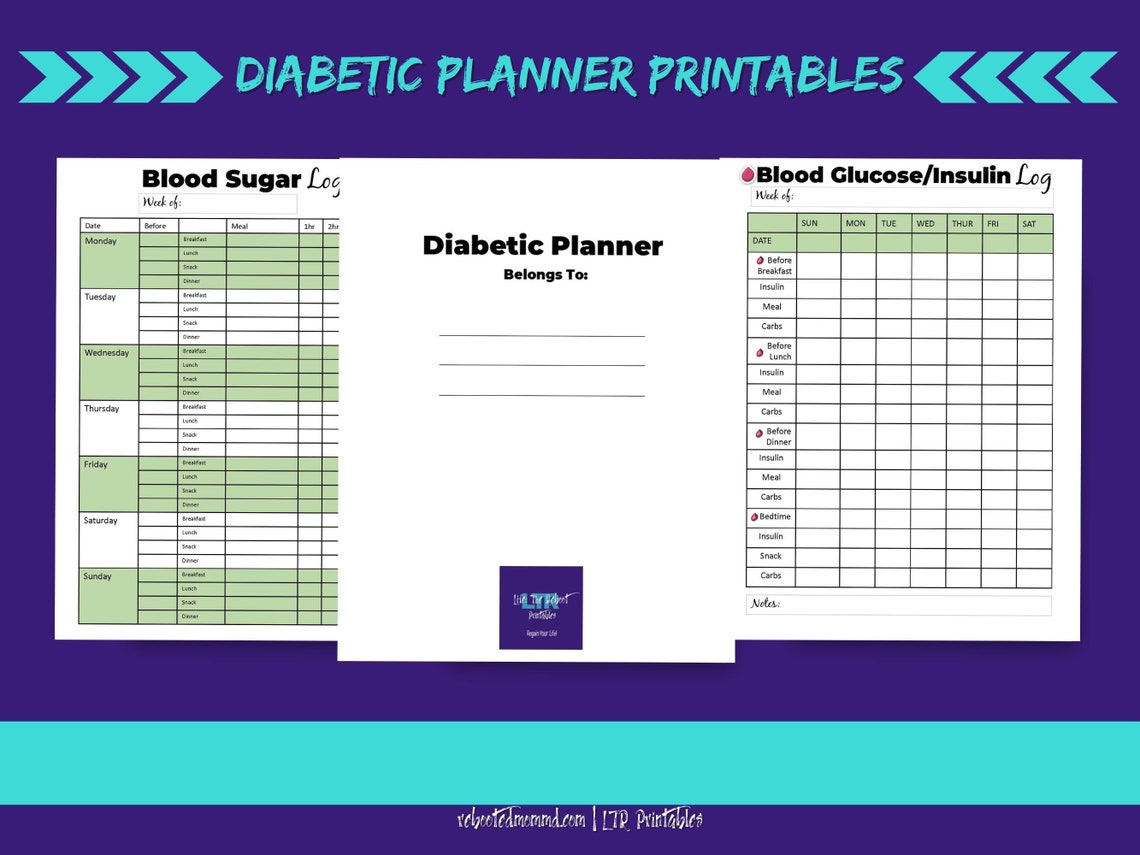 Diabetic Planner Printables Diabetes Medical Planner Diet Etsy