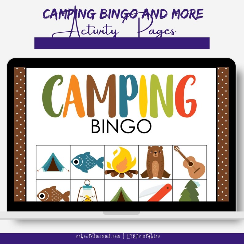 Camping Bingo and More Activity Set Fun Family Games for Camping Trips Printable PDF Instant Download image 1