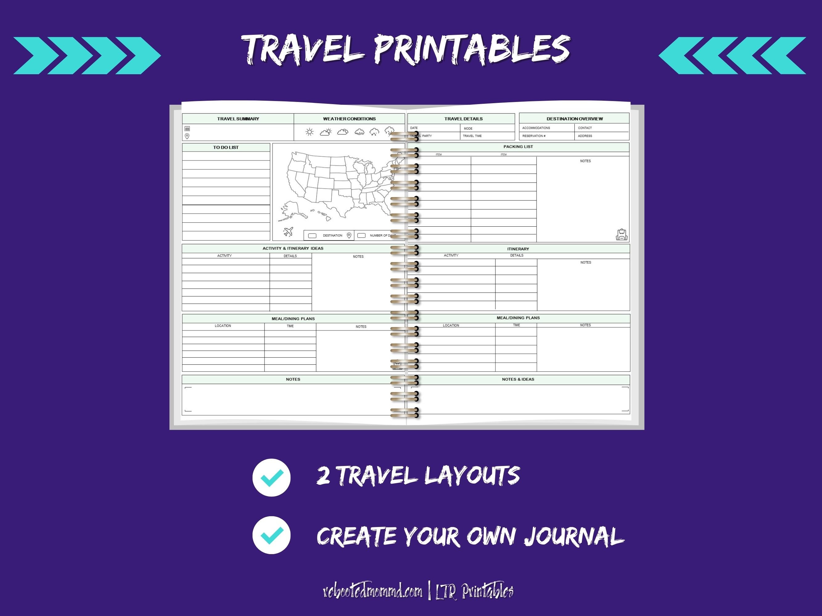 Travel Planner Printables Vacation Planning Road Trip - Etsy