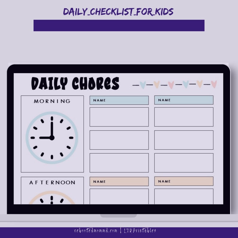 Daily Checklists for Kids Printables Chore Worksheets Kids' Chores Kids' Organization and Responsibility Immediate Download image 2