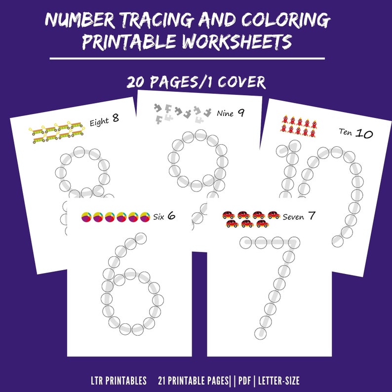 For Homeschooling or Practice Number Tracing and Coloring Printable Worksheets