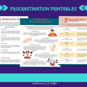 Procrastination Worksheet Printables Productivity Tips and Tools Beating Procrastination Worksheet Immediate Download Digital image 3