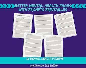 De meilleures feuilles de travail sur la santé mentale avec des invites | Imprimables sur la santé mentale | Invites de journal| Journal de la santé mentale| Téléchargement immédiat| Numérique