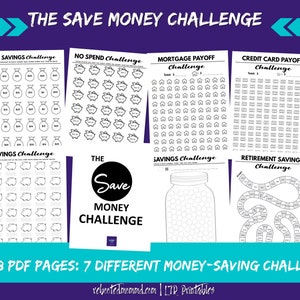 The Save Money Challenge Trackers for the Year Habit Printables Self-Care Immediate Download Digital Worksheets image 1