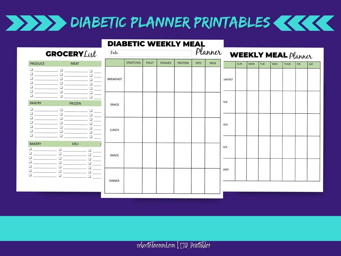 Diabetic Planner Printables Diabetes Medical Planner Diet Etsy