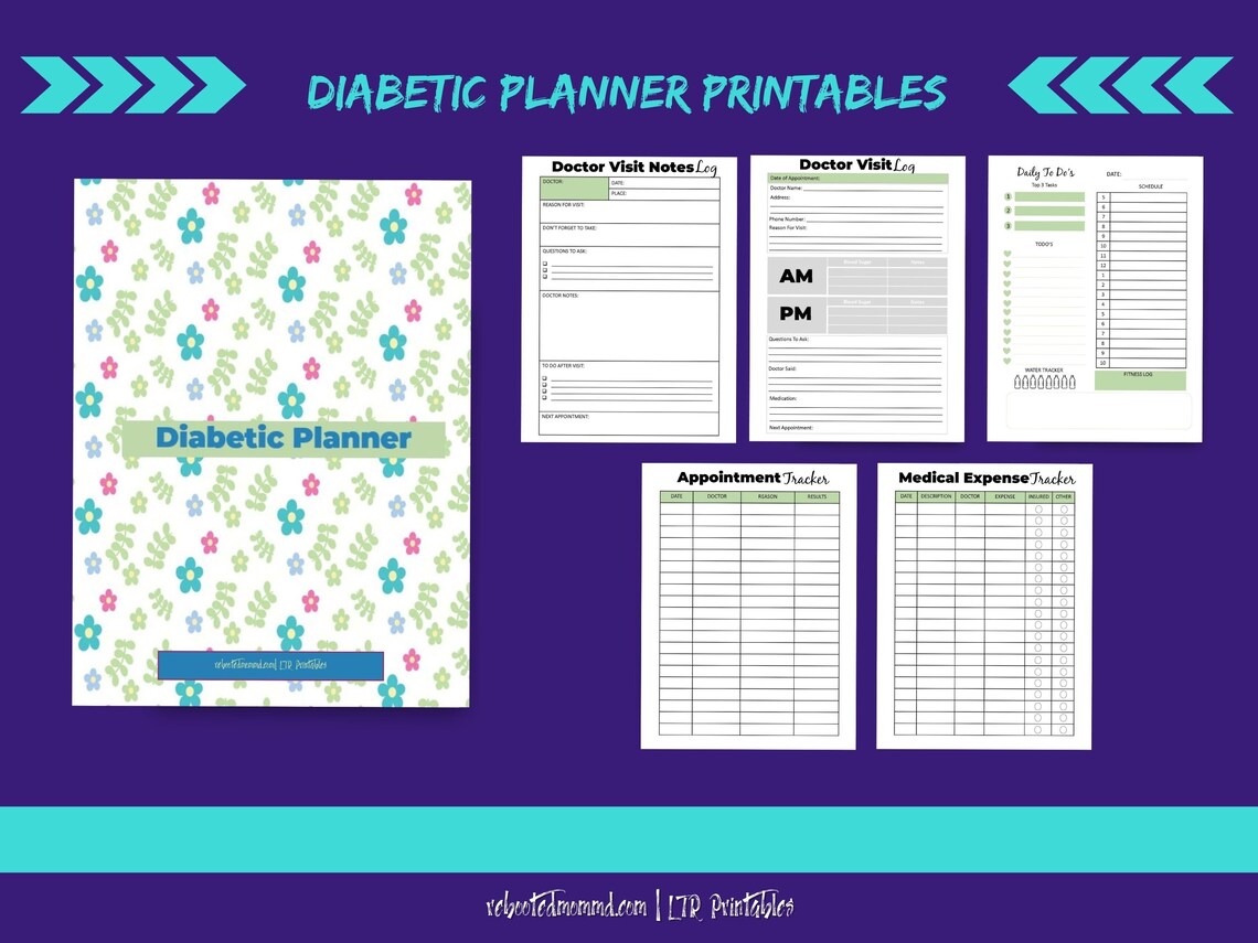 Diabetic Planner Printables Diabetes Medical Planner Diet Etsy