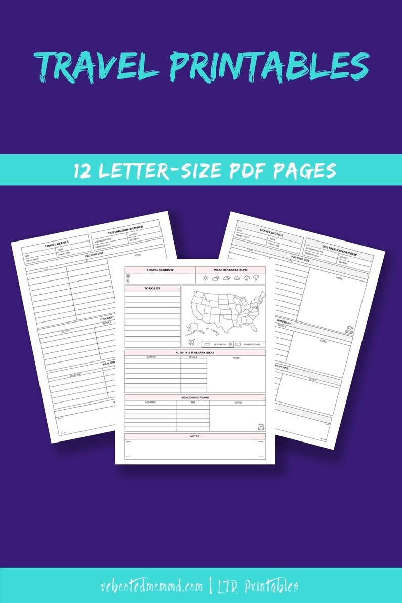 Travel Planner Printables Vacation Planning Road Trip Etsy