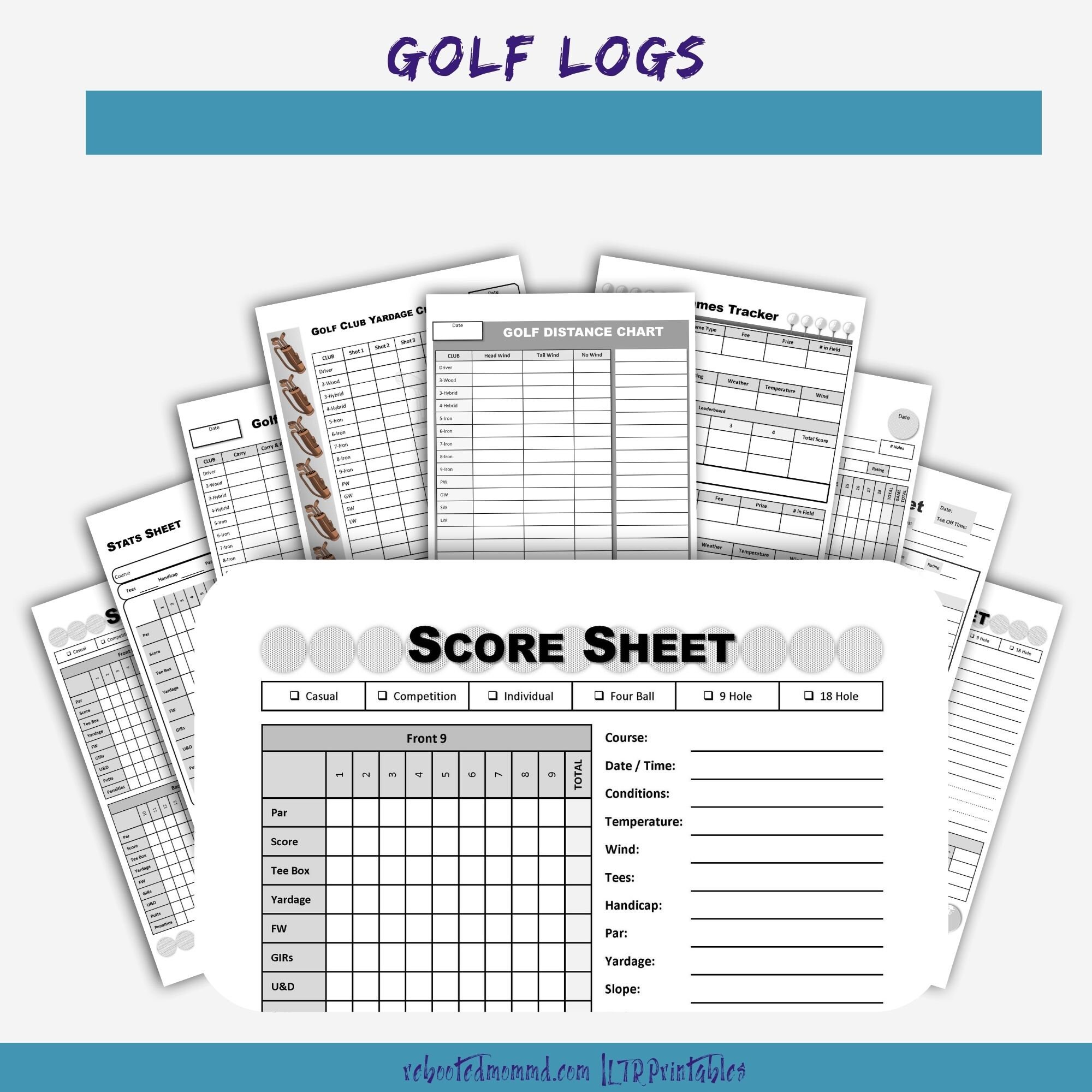 Golf Log Printables Golf Journal Golf Diary Golf Notebook Golf Stat