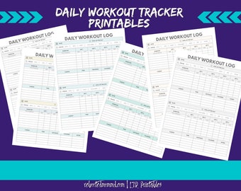 Daily Workout Tracker Printables | Workout Tracker| Exercise Tracker | Daily Workout Tracker | Exercise LogBook | Instant Download