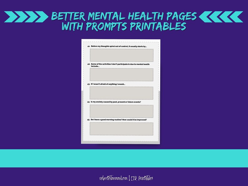 Better Mental Health Worksheets With Prompts mental Health Printables