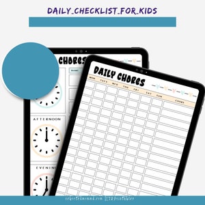 Daily Checklists for Kids Printables Chore Worksheets Kids' Chores Kids' Organization and Responsibility Immediate Download image 4