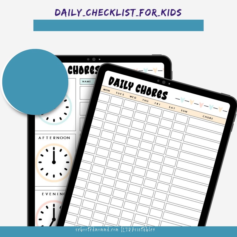 Daily Checklists for Kids Printables Chore Worksheets Kids' Chores Kids' Organization and Responsibility Immediate Download image 4