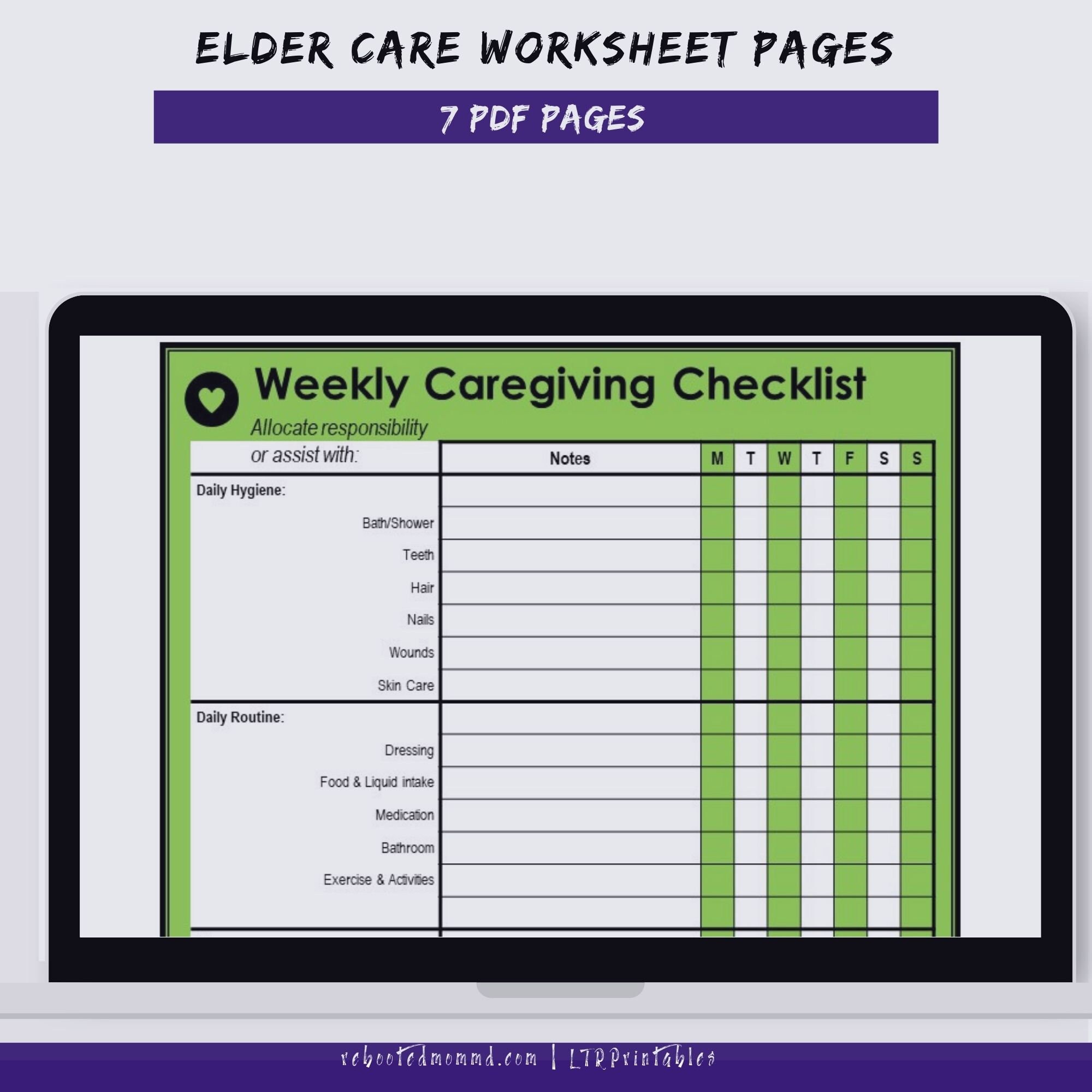 Elder Care Daily Tracker Printables | Geriatric Care Log (PDF) - Etsy