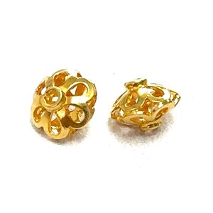 18k Solid Gold Round Hexagonal Spacer Bead Single piece