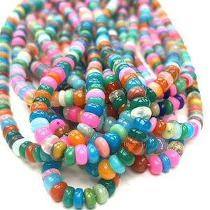 AAA Quality Multi Fire Ethiopian Opal Rondel Gemstone Beads, 4 to 6 mm, Multi Ethiopian Opal Smooth Handmade Beads, 16”Strand
