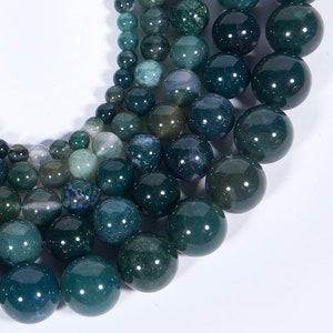 AAA Natural Green Moss Agate Round Beads 4mm 6mm 8mm 10mm Round Beads 15.5" Strand