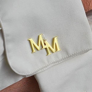 Gemelos con nombre personalizado en oro de 14 quilates, gemelos personalizados, gemelos de boda para novios, regalo para padrinos de boda, gemelos con iniciales, gemelos