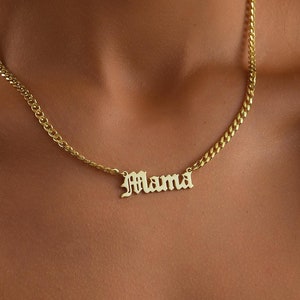 14K Gold Dainty Mama Necklace ,Perfect Gift for Mom and Wife ,Custom Name Necklace , Gold Mama Necklace , Necklace for Mother , Gift for Mom