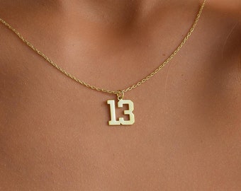 14K Gold Sport Number Necklace,Number Necklace,Number Year Necklace,Custom Lucky Pendant Customize Necklace With Number,Sport Gifts For Men