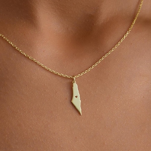 14K Gold Palestine Necklace , Palestine Flag Necklace,Palestine Map Necklace ,Palestine Gift , Necklaces for Women,Gift for Her,Islamic Gift