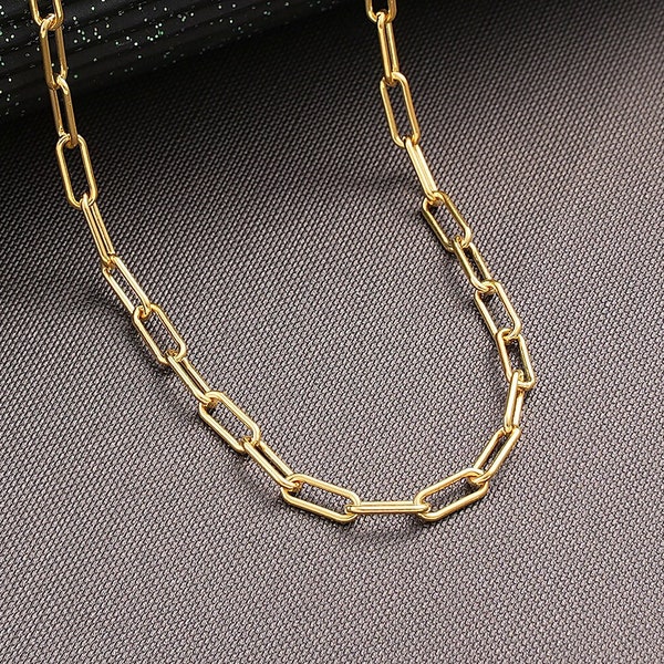 14K Gold Link Chain Necklace , Gold Link Chain , Paperclip Necklace , Paperclip Chain Necklace , Everyday Chain Necklace , Link Chain Choker